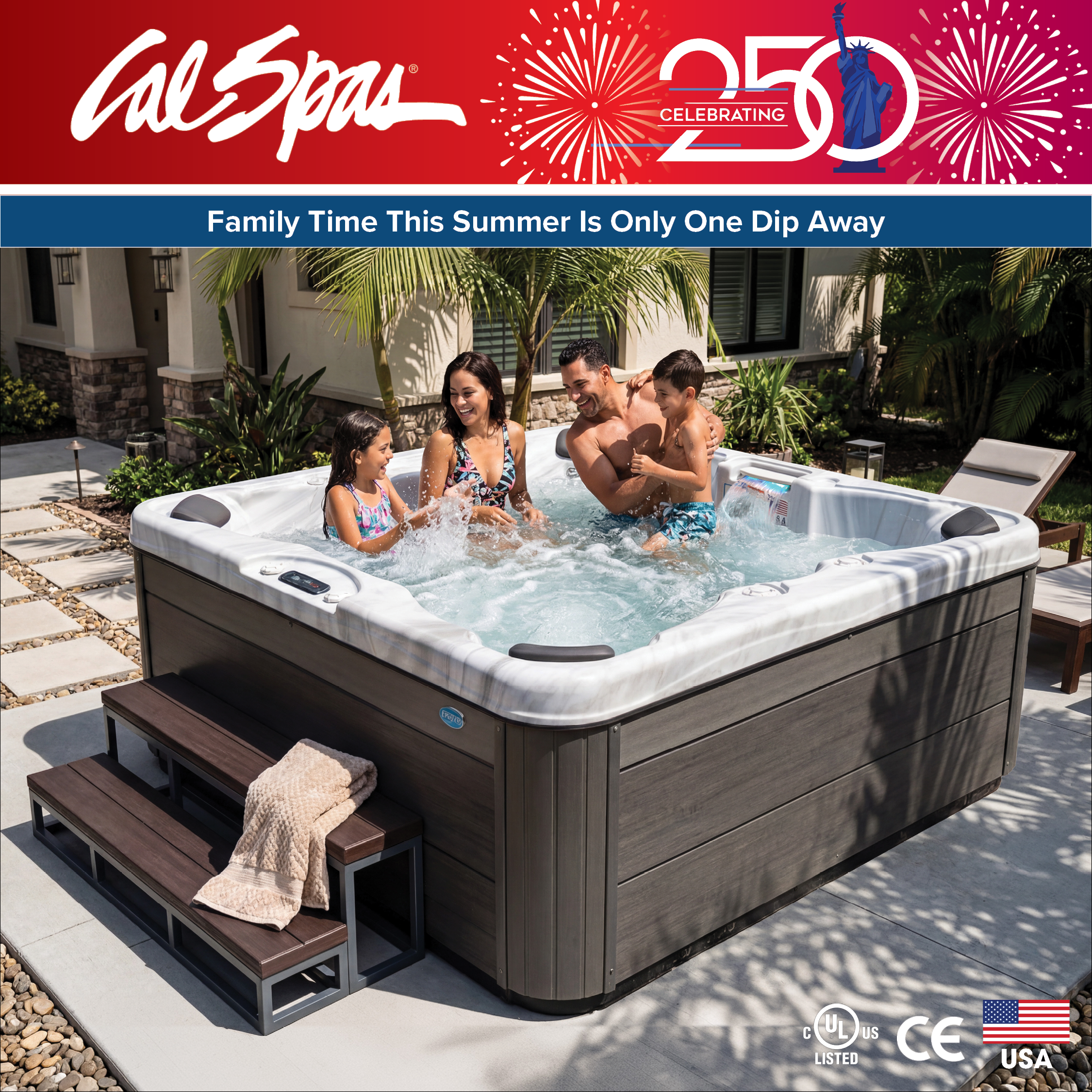 Calspas hot tub being used in a family setting - Guatemala City